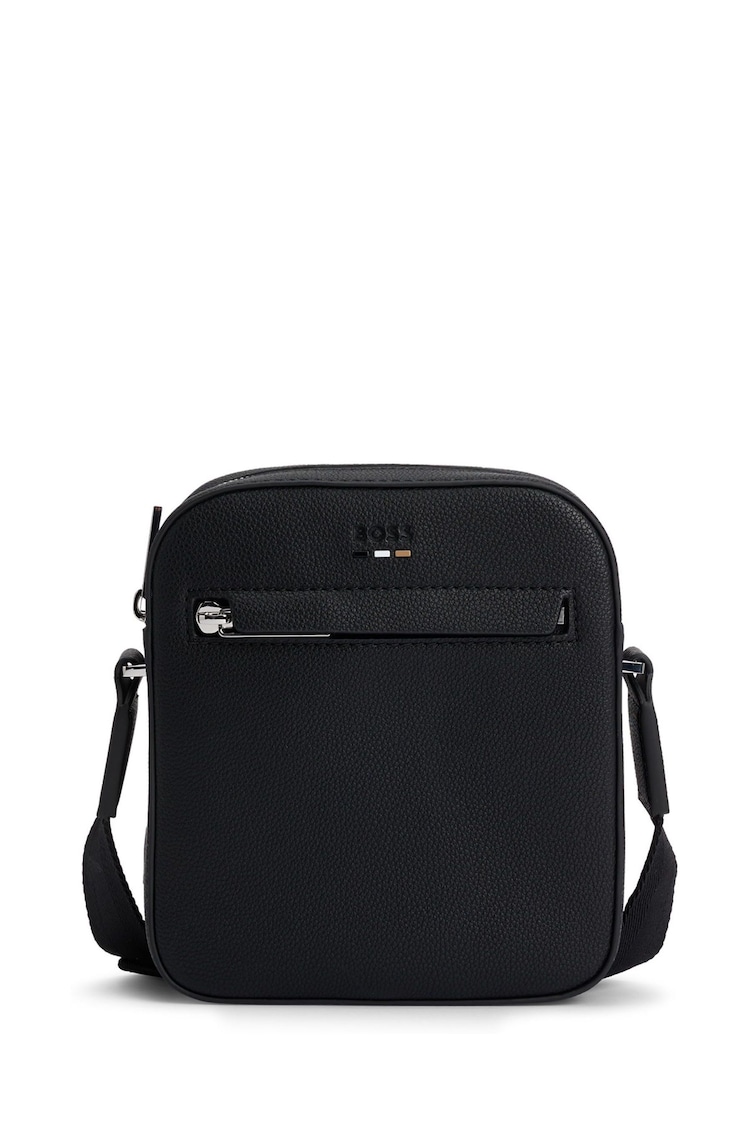 BOSS Black Grained Faux Fur Leather Reporter Bag - Image 1 of 1