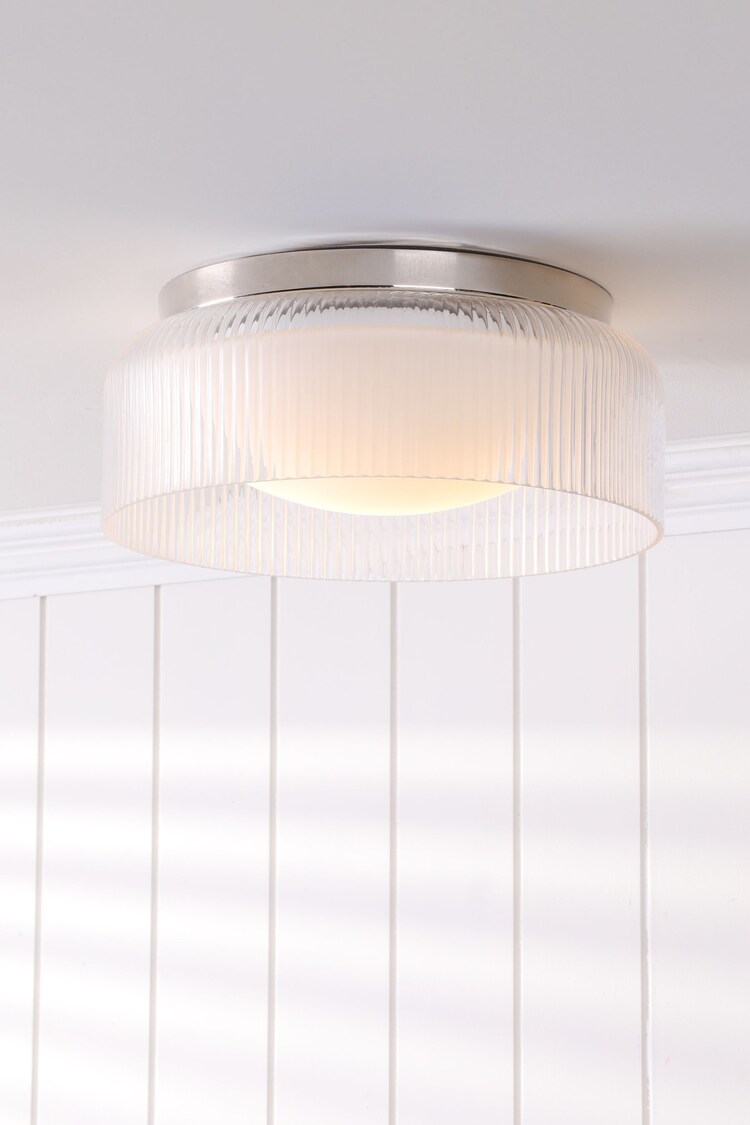 Laura Ashley Polished Chrome Charissa 1 Light Flush Ceiling Light Ip44 - Image 1 of 1