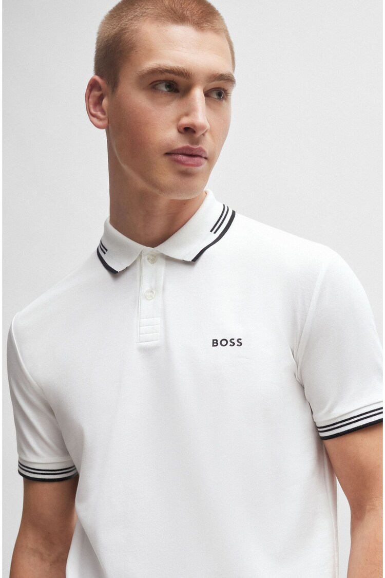 أبيض - BOSS Slim Fit Paul Polo Shirt - صورة 1 من 1