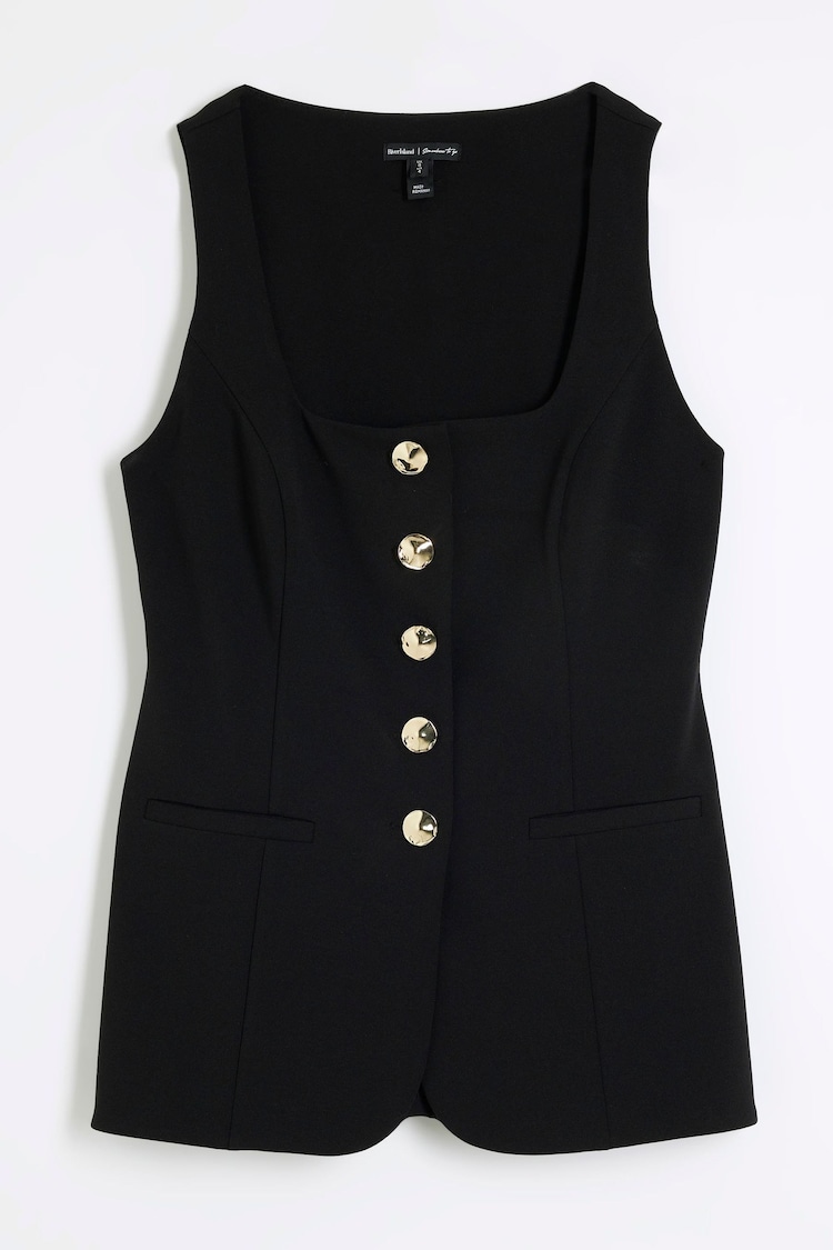 River Island Black Square Neck Waistcoat - Image 1 of 1