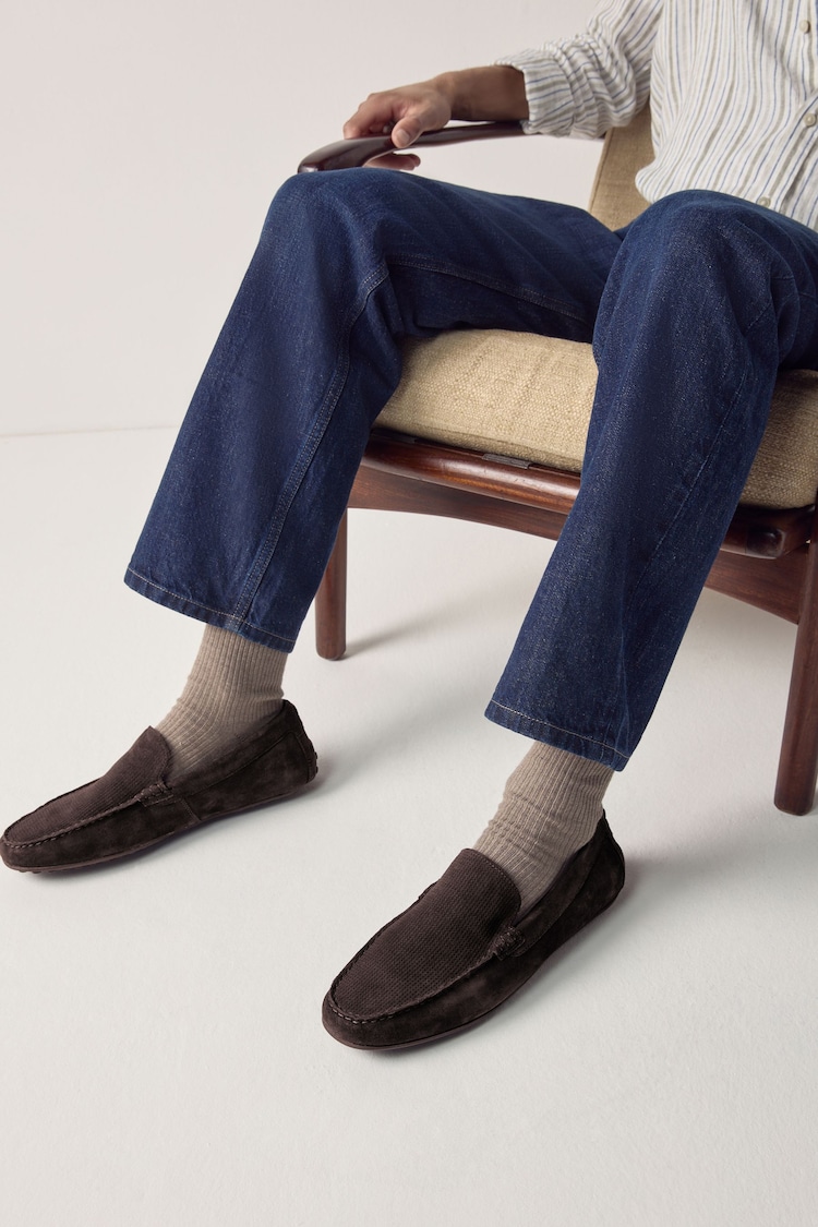 Brown Perforated Suede Driver Shoes - Image 1 of 1