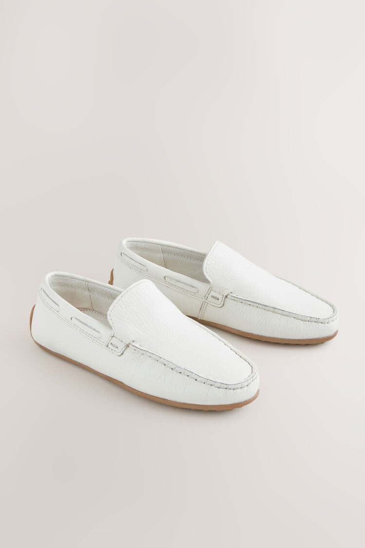 White Leather Standard Fit (F) Loafers - Image 1 of 1