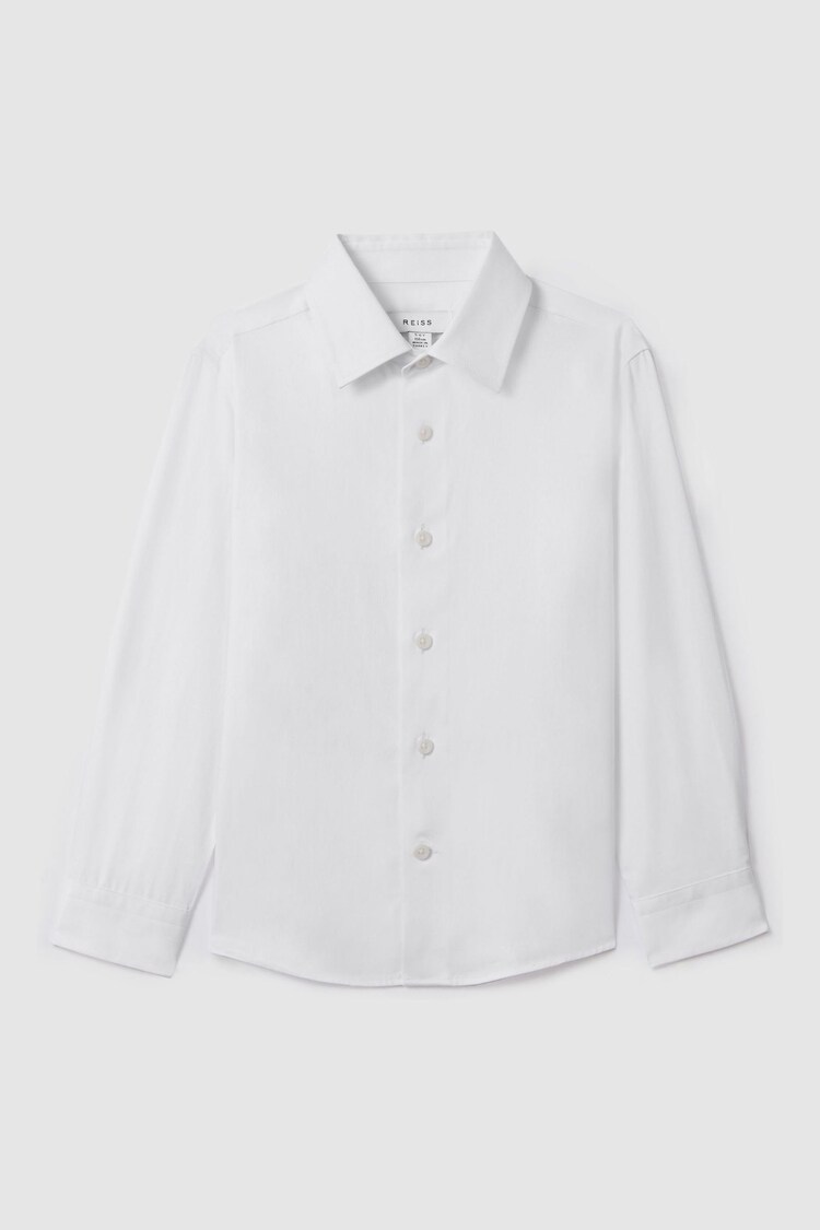 Reiss White Remote 9-13 yrs Slim-Fit Cotton Shirt - Image 1 of 1