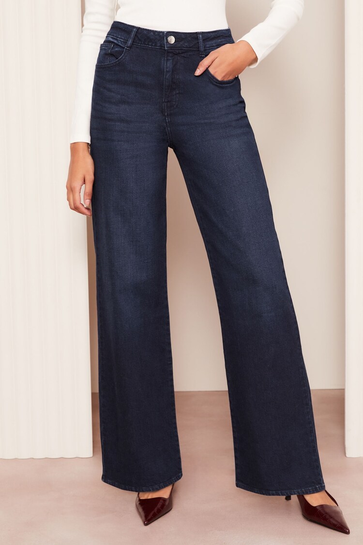 Friends Like These Dark Blue Relaxed Wide Leg Jeans - Image 1 of 1