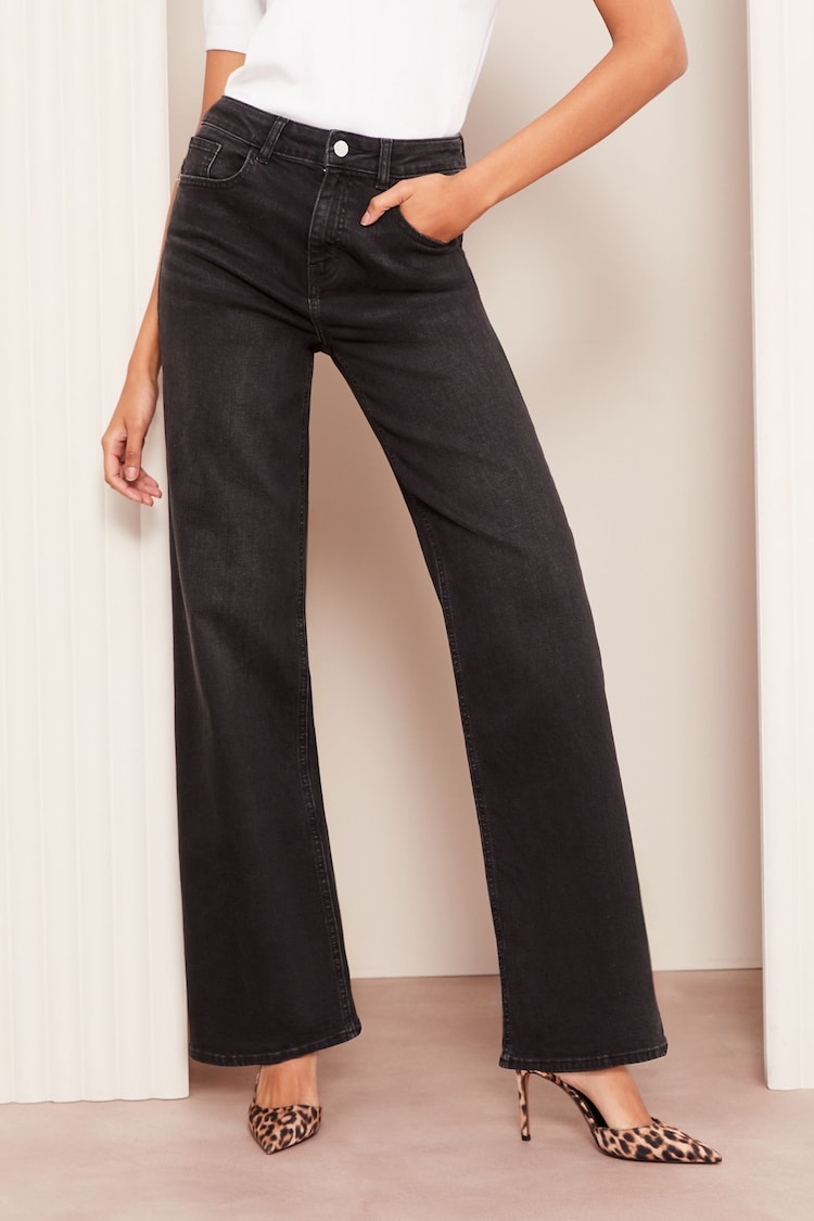 Friends Like These Black Relaxed Wide Leg Jeans - Image 1 of 1