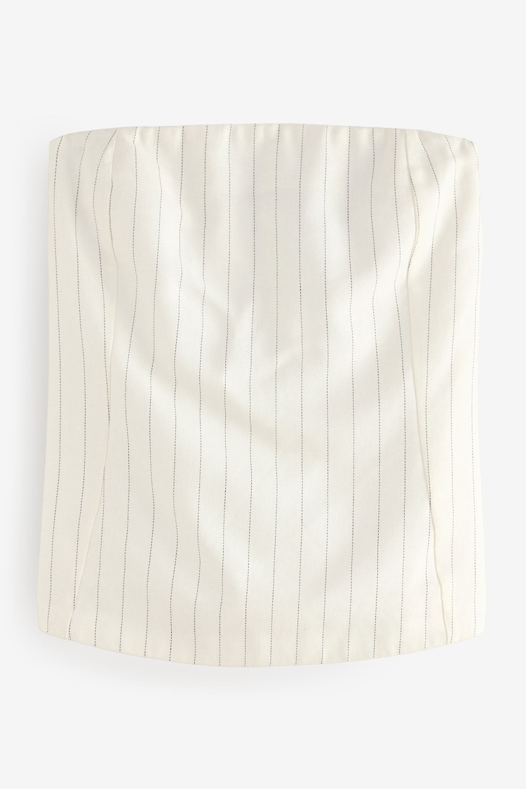 Noir/Blanc - Striped Bandeau Top with Linen - Image 1 of 1