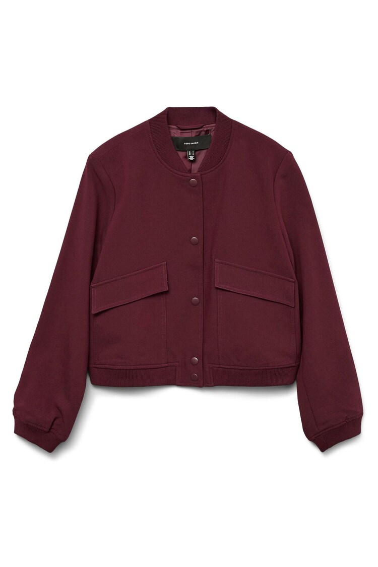 VERO MODA Burgundy Bomber Jacket - Image 1 of 1