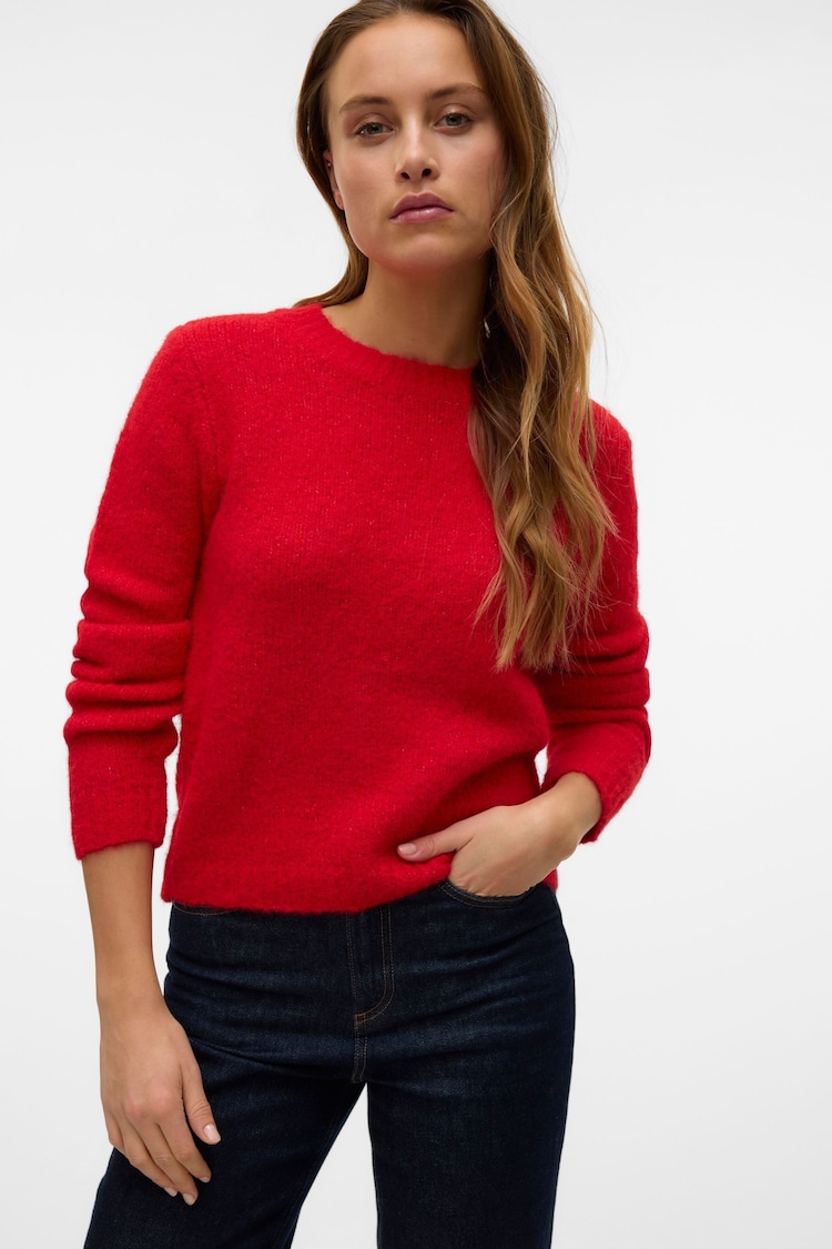 VERO MODA Red Long Sleeves Round Neck Jumper - Image 1 of 1