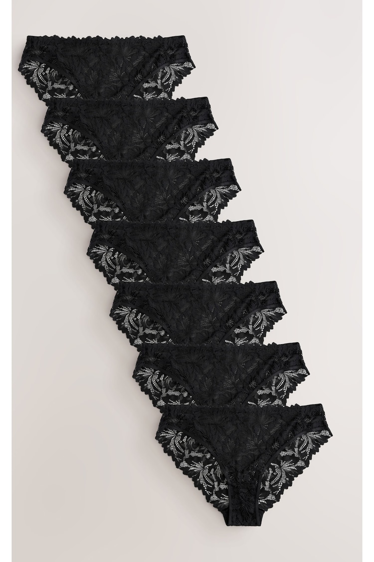 Black High Leg Ultimate Comfort Lace Knickers 7 Pack - Image 1 of 1