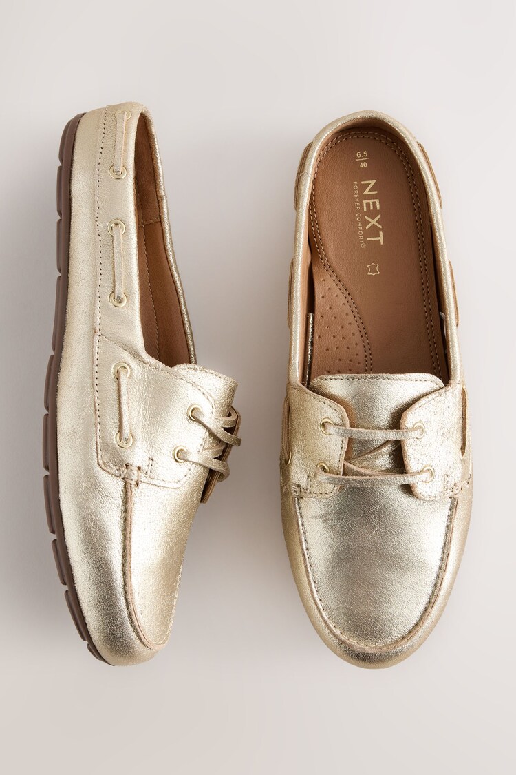 Gold Forever Comfort® Leather Round Toe Boat Mules - Image 1 of 1