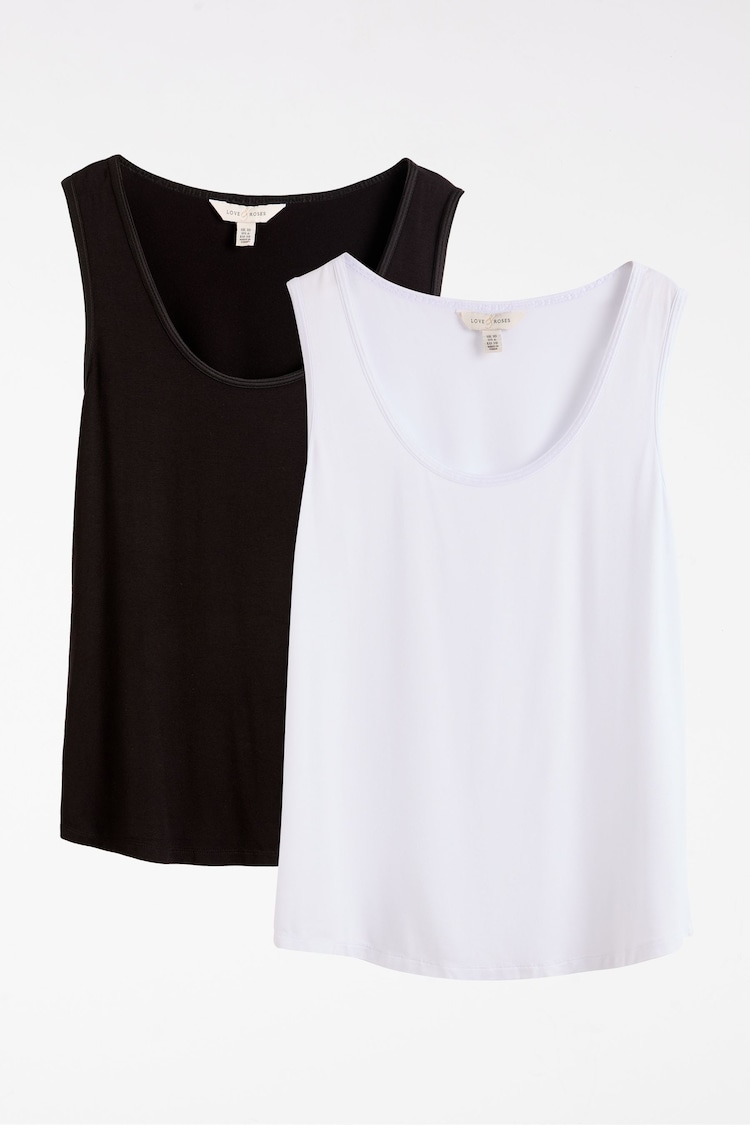 Black and White X2 - Love & Roses Scoop Neck Jersey Vest - Bild 1 von 1