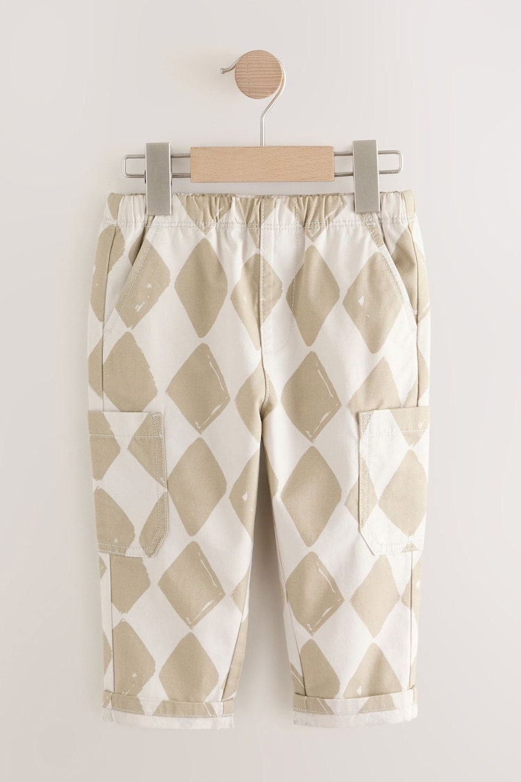Neutral Harlequin Side Pocket 100% Cotton Pull On Trousers (3mths-7yrs) - Image 1 of 1