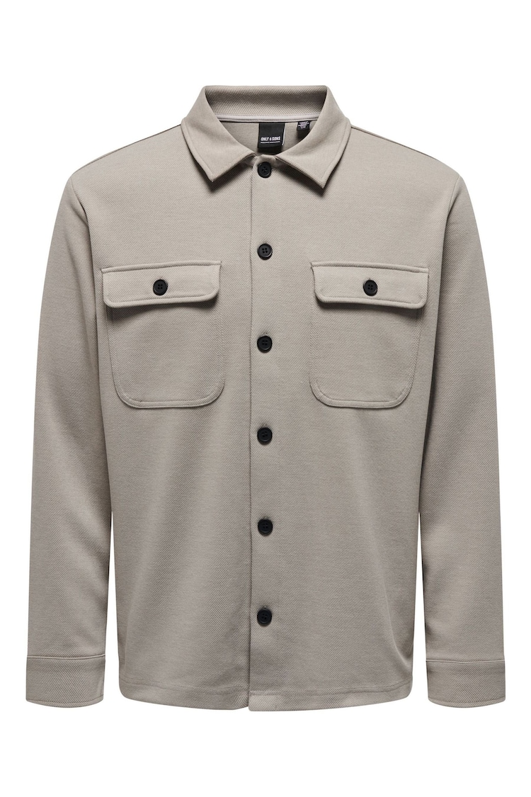 Only & Sons Grey Long Sleeve Oversized Overshirt - Image 1 of 1