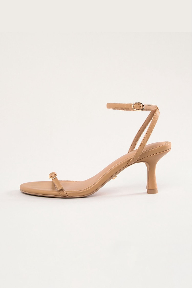 Lipsy Camel Kitten Heel Buckle Strap Faux Leather Sandals - Image 1 of 1