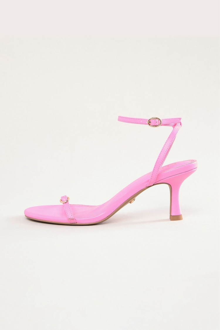 Lipsy Pink Kitten Heel Buckle Strap Faux Leather Sandals - Image 1 of 1
