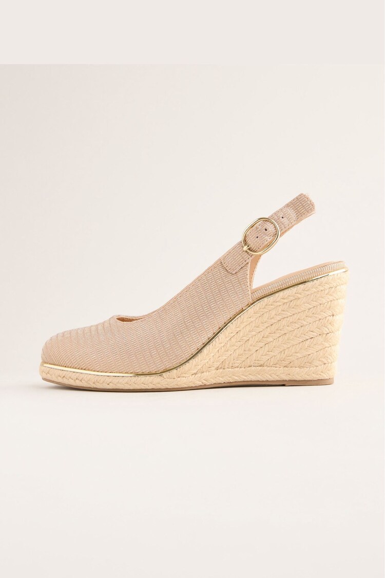 Lipsy Gold Wide Fit Mid Closed Toe Sparkly Slingback Wedges - Image 1 of 1