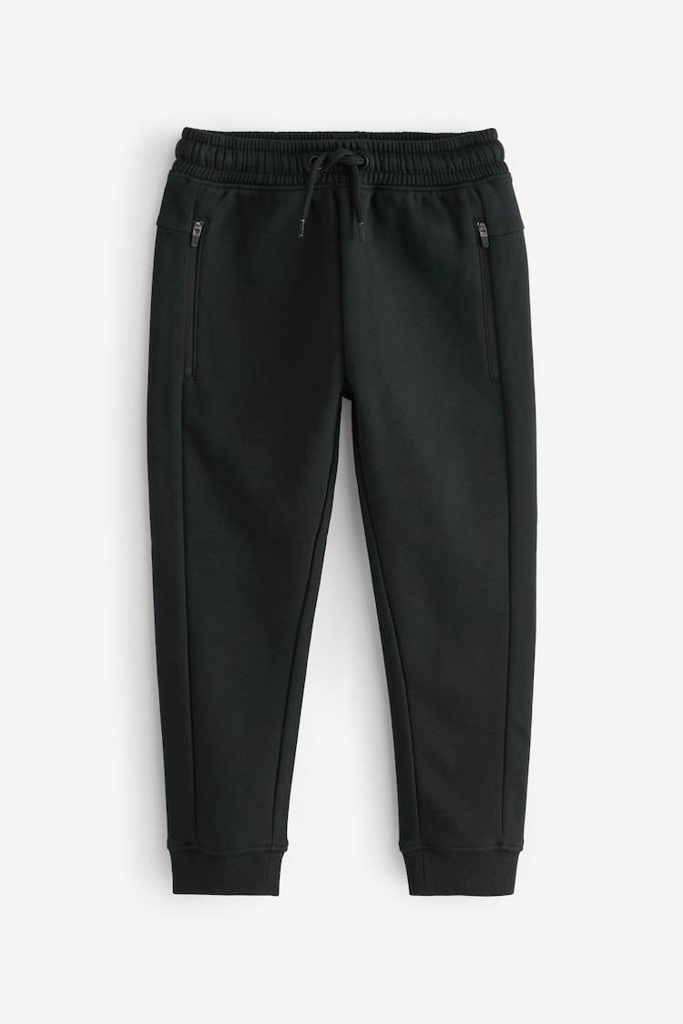 New Black Slim Fit Zip Joggers (3-16yrs) - Image 1 of 1