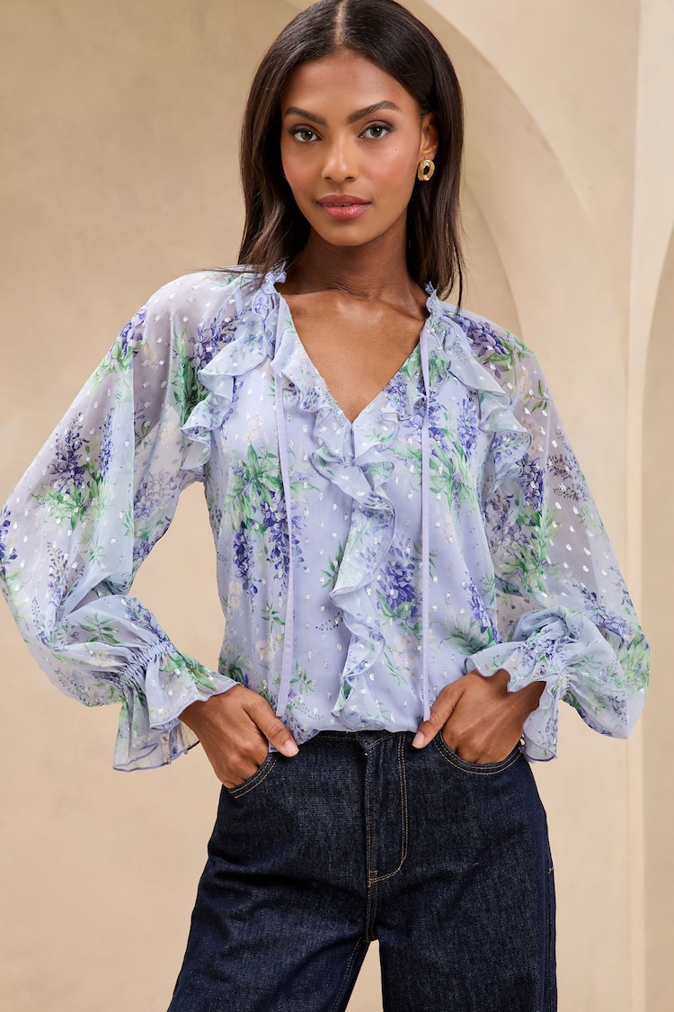 Lipsy Lilac Ruffle Blouse - Image 1 of 1