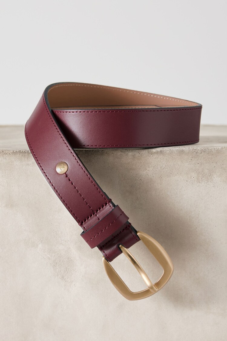 Burgundy Red Regular Premium Made In Italy Casual Leather Belt - Image 1 of 1