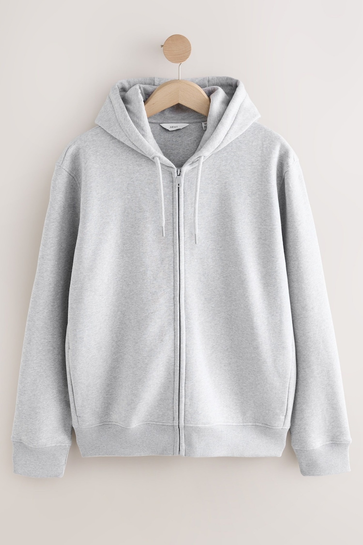 Grey Marl Cotton-Rich Jersey Zip Up Hoodie - Image 1 of 1