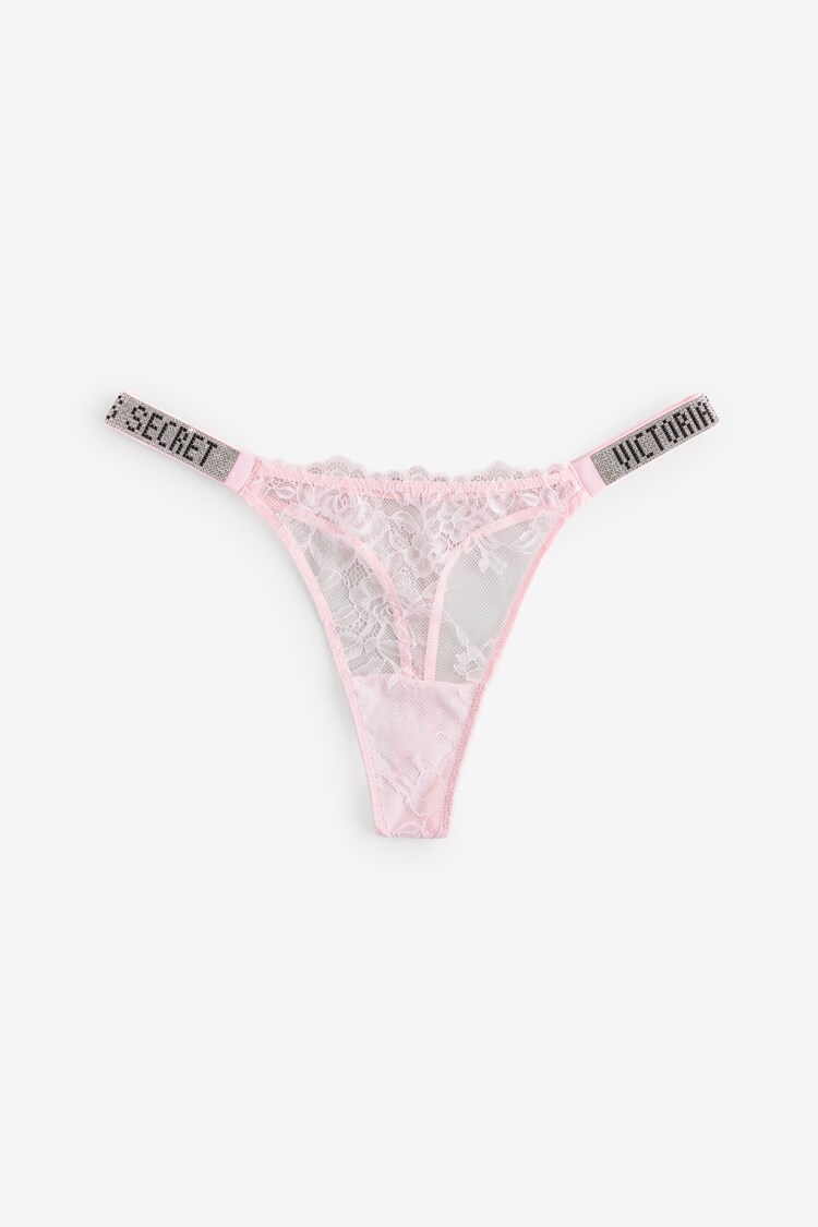 Victoria's Secret Angel Pink Thong Shine Strap Knickers - Image 1 of 1