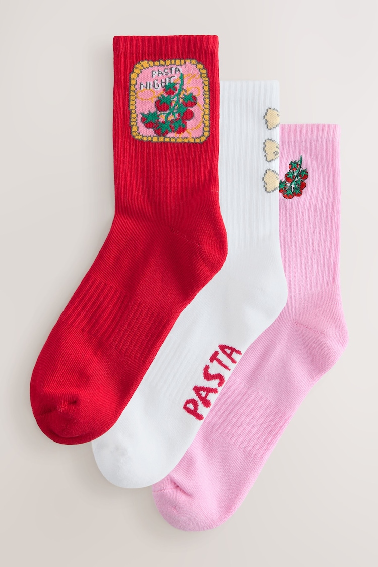 Pasta Cushion Sole Ribbed Sport Ankle Socks 3 Pack With Arch Support - Image 1 of 1