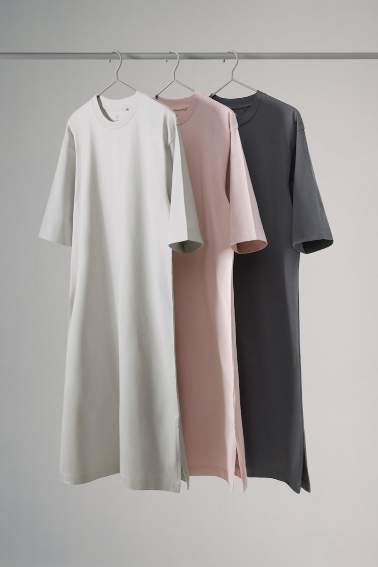 The Set Grey/Pink 3 Pack 100% Cotton Short Sleeve Heavyweight T-Shirt Dress - Image 1 of 1