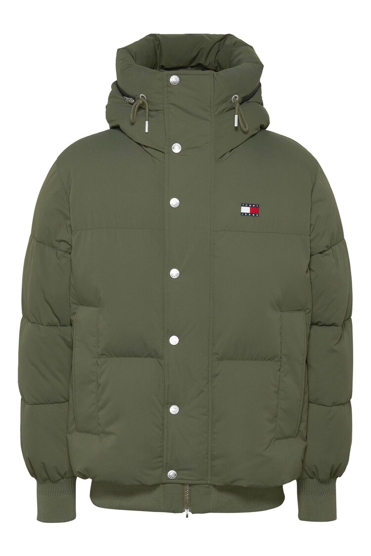 Tommy Jeans Green Relaxed Branded Puffer Jacket - Image 1 of 1