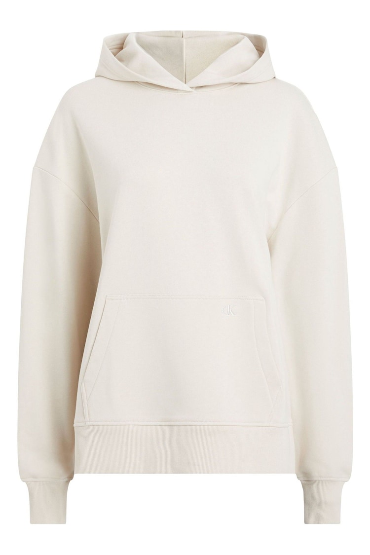 Calvin Klein Cream Oversized 100% Cotton Hoodie With Back Graphic - Image 1 of 1