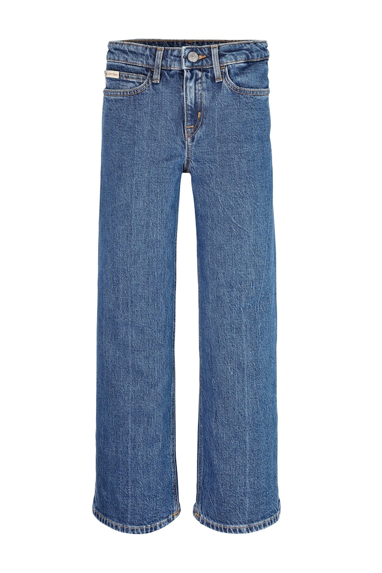 Calvin Klein Blue Relaxed Selvedge High Rise Wide Leg Jeans - Image 1 of 1