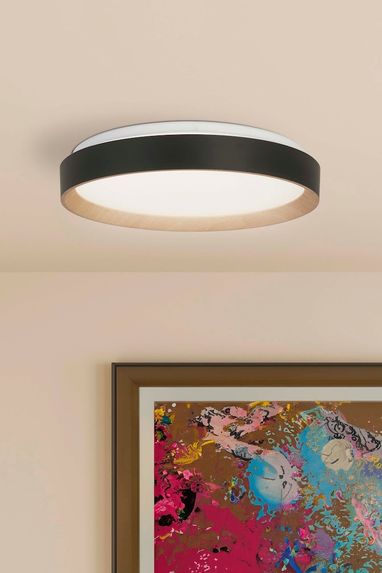 Searchlight Matt Black Naples LED Flush Ceiling Light - Image 1 of 1