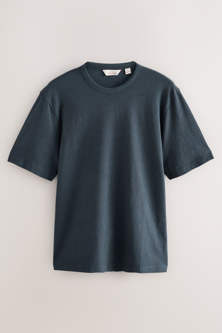 Navy Blue Signature Heavyweight T-Shirt with Linen - Image 1 of 1