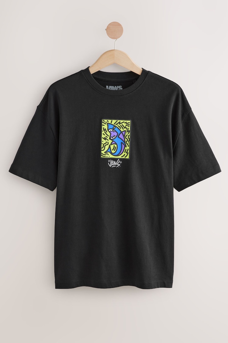 Black Jaws Licence Graphic 100% Cotton T-Shirt - Image 1 of 1