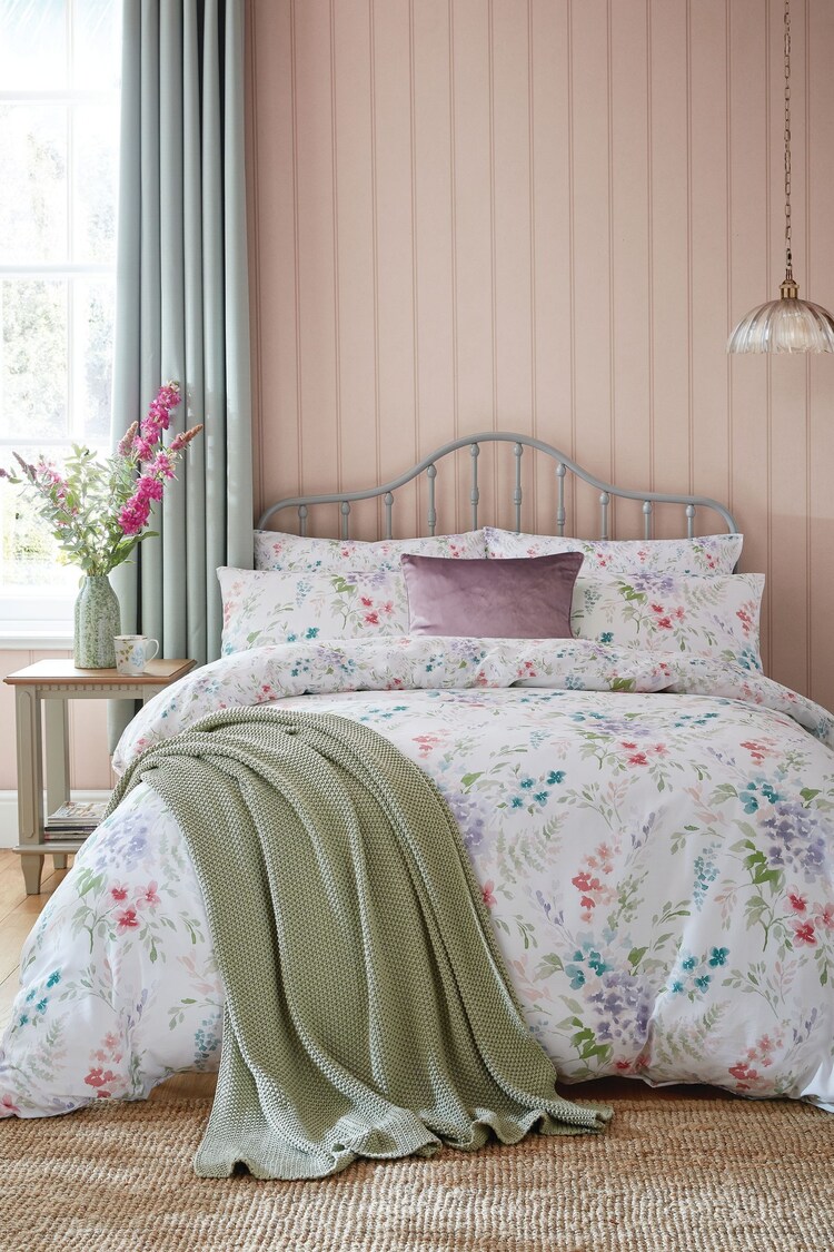 Laura Ashley Lavender 100% Cotton Aulden Flowers Duvet Cover and Pillowcase Set - Image 1 of 1