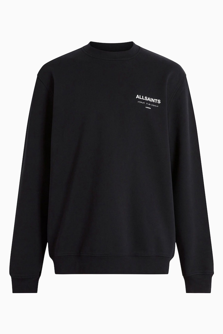AllSaints Black Underground Crew Jumper - Image 1 of 1 AllSaints Black Underground Crew Jumper - Image 1 of 1