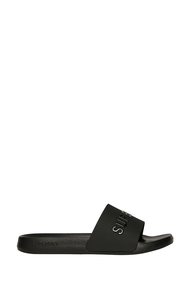 Superdry Black Luxe Logo Pool Slides - Image 1 of 1
