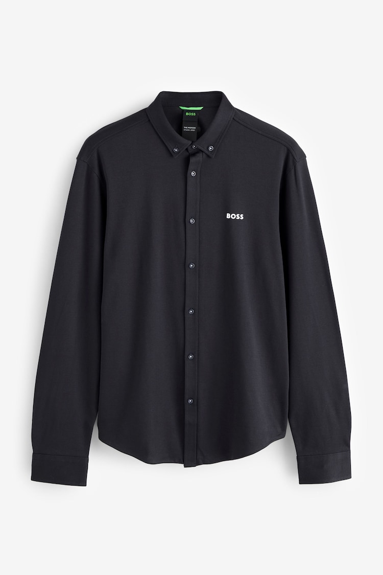BOSS Dark Grey Motion Jersey Stretch Oxford 100% Cotton Shirt - Image 1 of 1 BOSS Dark Grey Motion Jersey Stretch Oxford 100% Cotton Shirt - Image 1 of 1