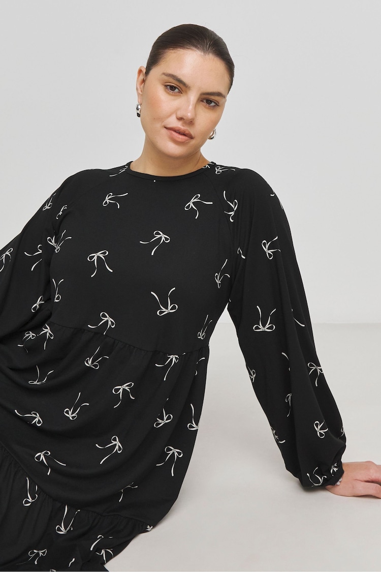 Simply Be Black Supersoft Tiered Smock Dress - Image 1 of 1