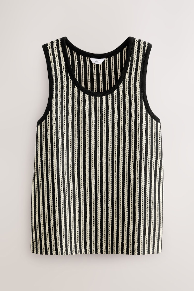 Black/White Stripe Textured Craft Vest - Image 1 of 1