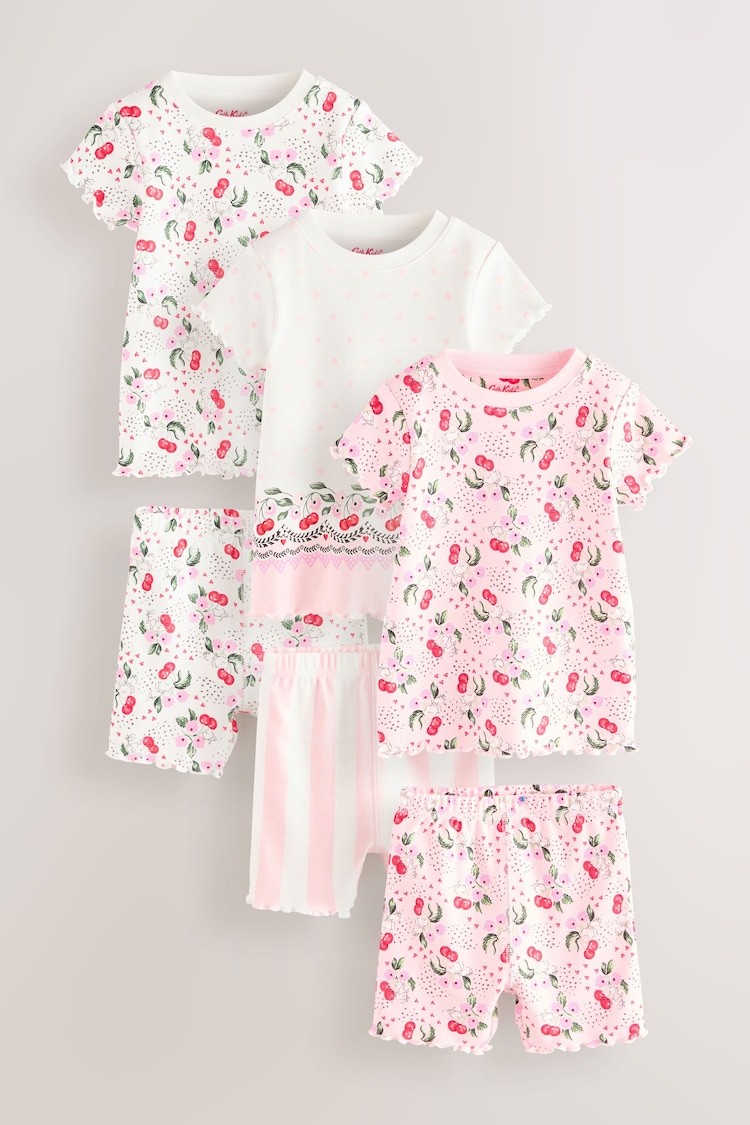 Pink/White 100% Cotton Short Pyjamas 3 Pack - Image 1 of 1