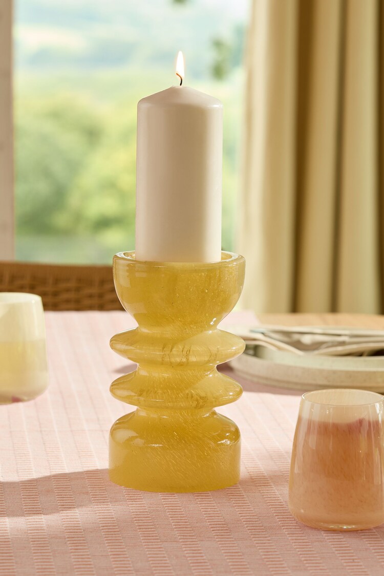 Curved Glass Pillar Candle Holder - صورة 1 من 1