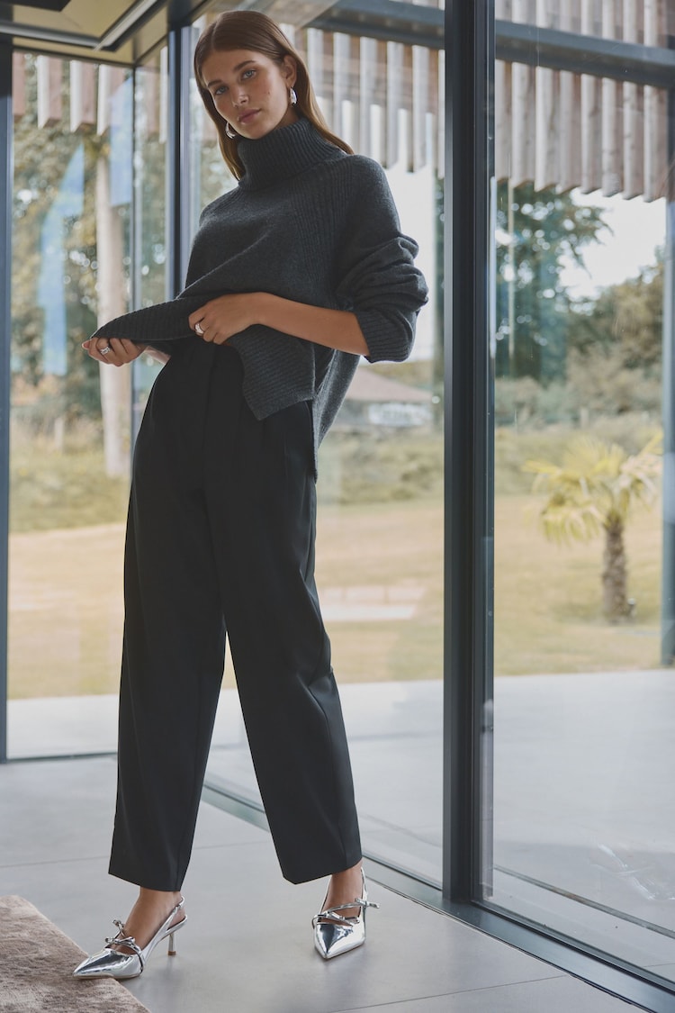 Black Premium Wool Rich Tapered Trousers - Image 1 of 1