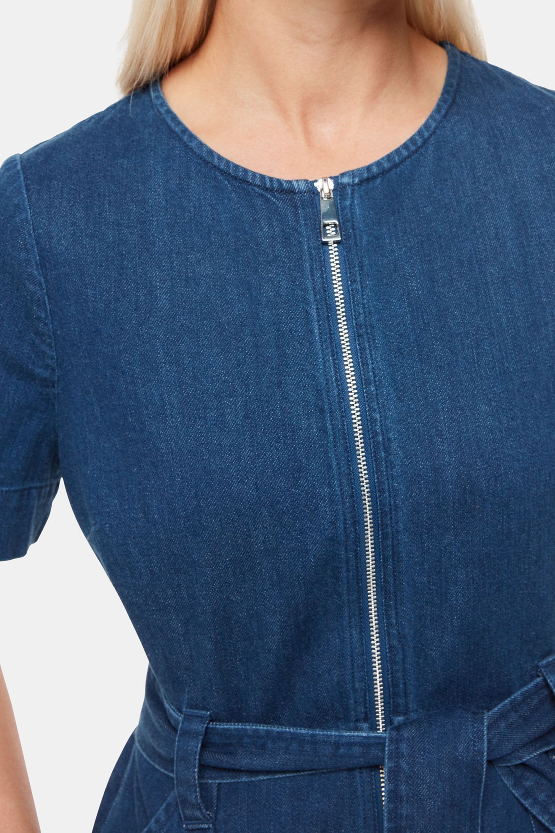 Buy Whistles Petite Denim Short Sleeve Denim Jumpsuit from the Next UK