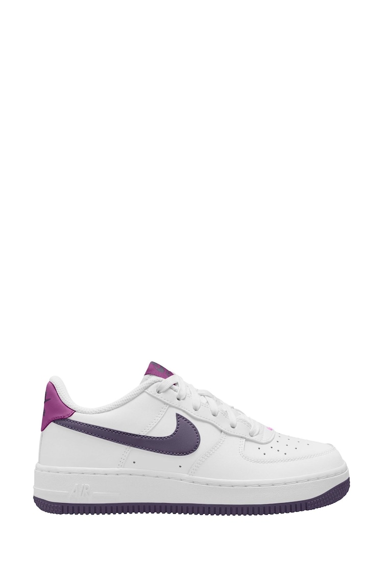 Nike White/Purple Air Force 1 Youth Trainers - Image 1 of 1