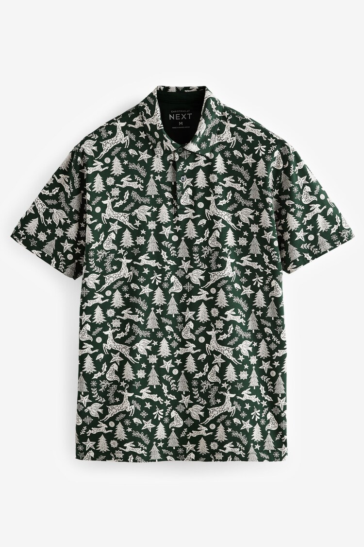 Green/White Christmas Print Polo Shirt - Image 1 of 1