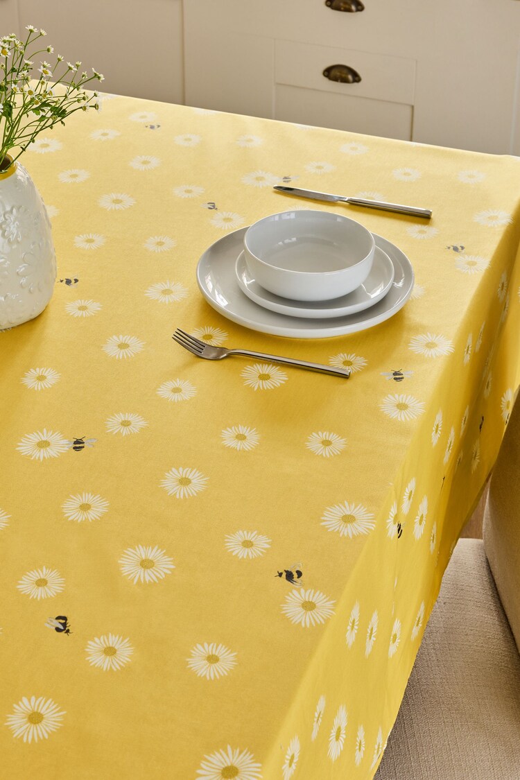 Yellow Daisy Bee Wipe Clean Tablecloth - Image 1 of 1