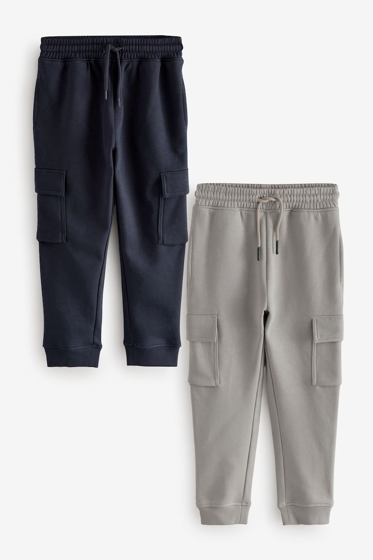 Mornarsko modra/siva - Slim kargo hlače (z žepi na hlačnicah) Joggers 2 komplet (3-16yrs) - Slika 1 iz 1