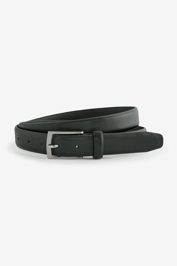 Black Textured Ripple Leather Belt - Image 1 of 1