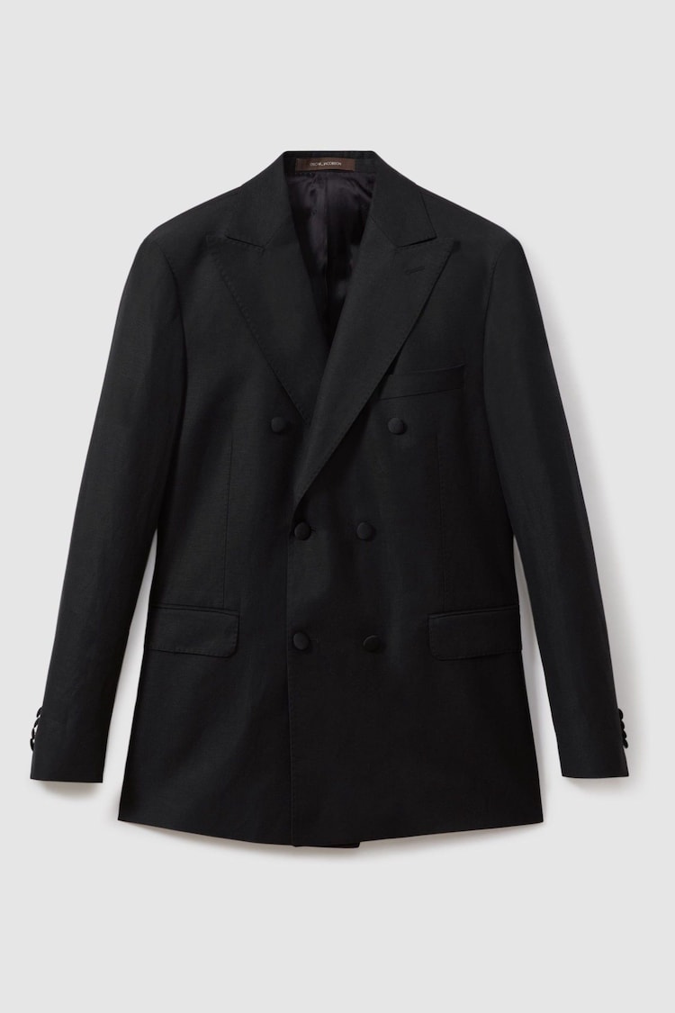 Oscar Jacobson Wool-Linen Double Breasted Blazer - Image 1 of 1