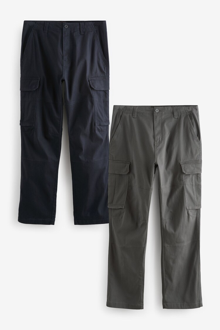 Anthrazitgrau/Marineblau - Gerade Passform - Stretch-Cargohose mit hohem Baumwollanteil, 2er-Pack - Bild 1 von 1